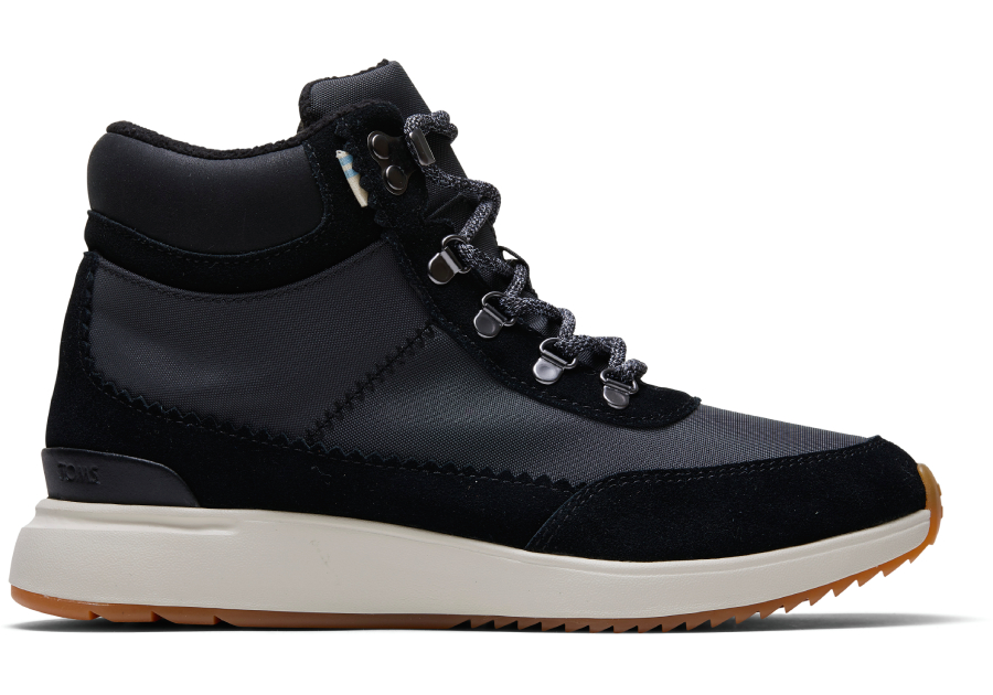 Waterproof Black Suede and Nylon Women Cascada Sneakers