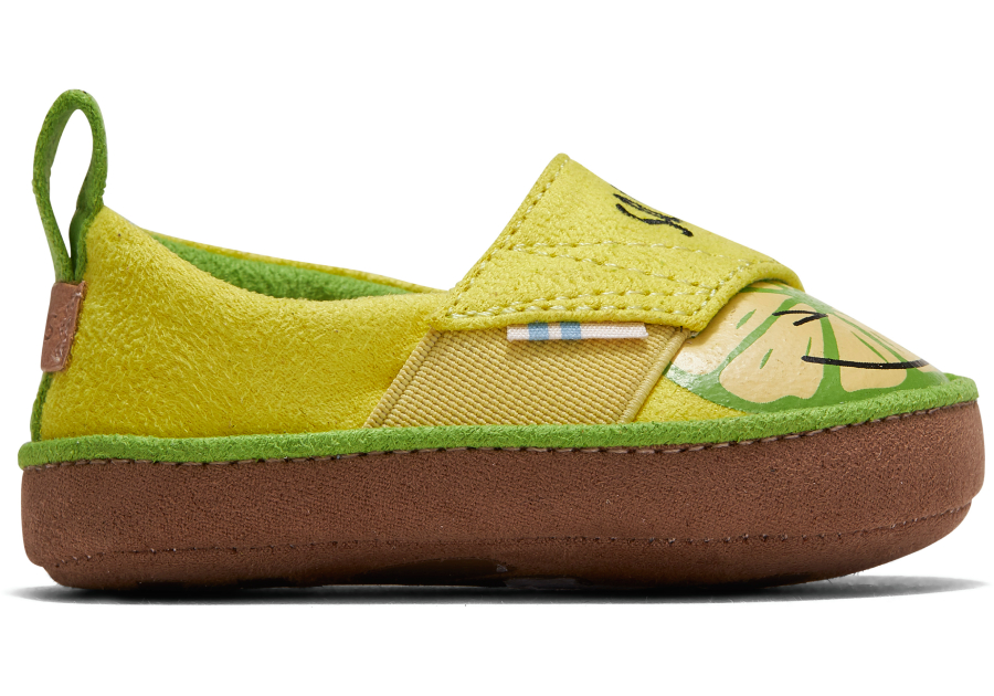 Tiny Yellow Cream Squeeze The Day Print Pinto Slip-Ons