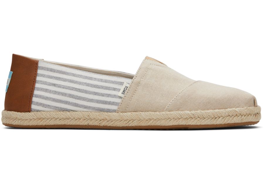 Desert Tan Chambray Stripe Men Alpargata Rope