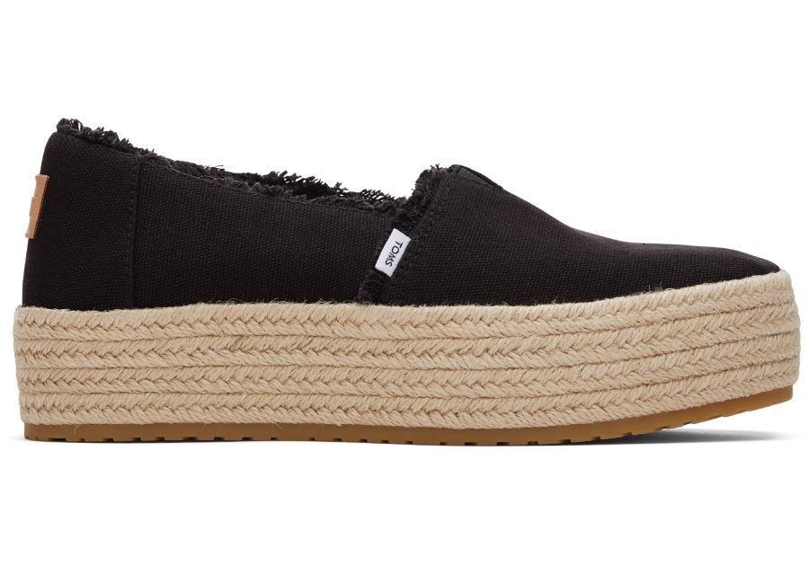 Valencia Platform Espadrille Black Canvas